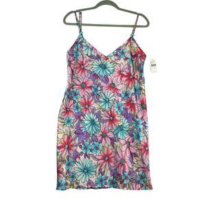 Vintage Deadstock Cruz Pink Flower Satin Slip Lingerie Medium Adjustable NWT